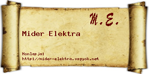 Mider Elektra névjegykártya